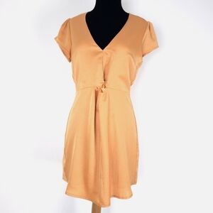 Lost + Wander Lined satin mini V neck dress size small